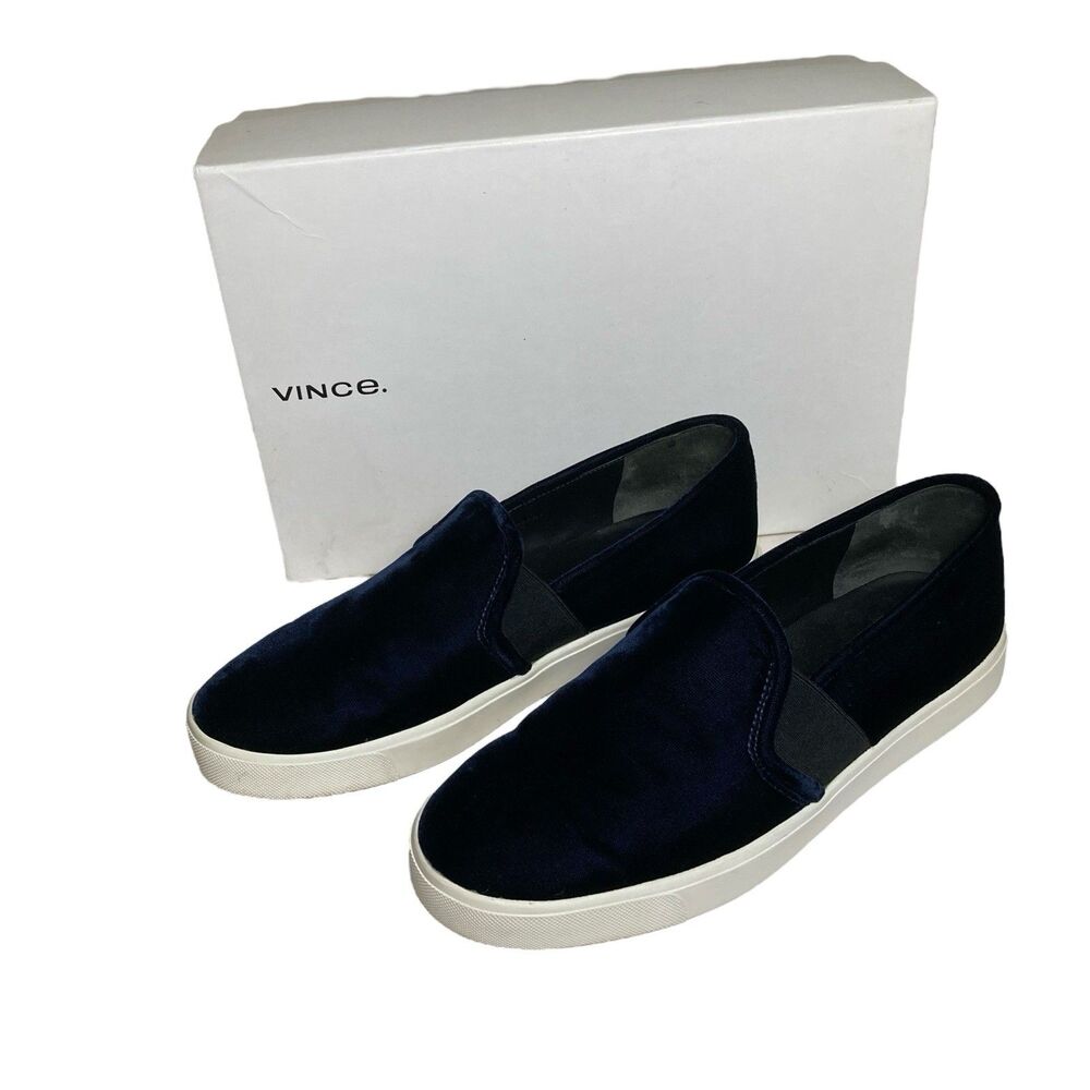 Vince Sneakers Womens 8.5 M Navy Blue Velvet Blair Slip On Low Top Casual Shoes